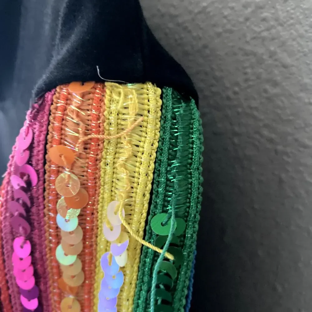 Lola + the Boys Rainbow Sequin Hoodie Black 6